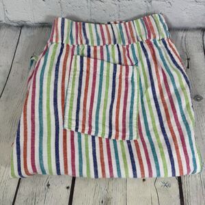By Cynthia Pants Large Pull On Linen Blend Striped Waist Pockets Resort Cottage